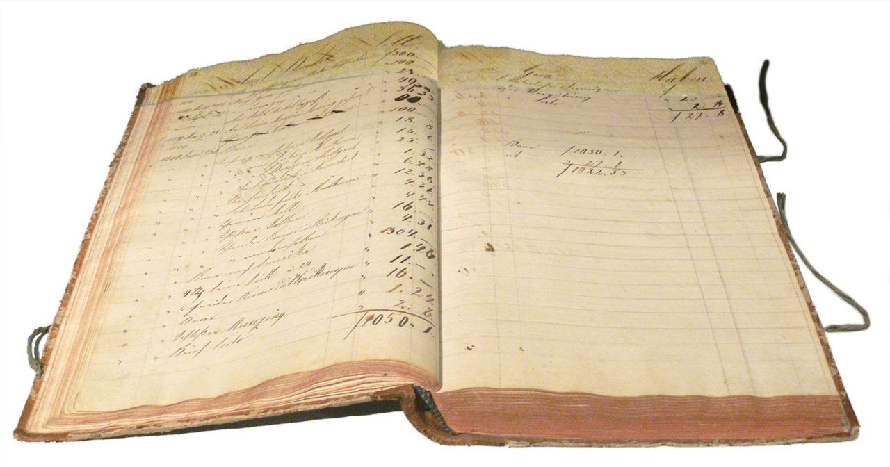 A ledger. Every transaction is recorded twice, as a debit in one account and a credit in another, and the two sides must agree.