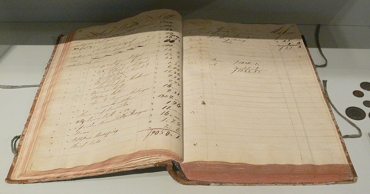 A merchant house ledger of the early nineteenth century. The form of the record changed remarkably little between Pacioli and mechanisation.