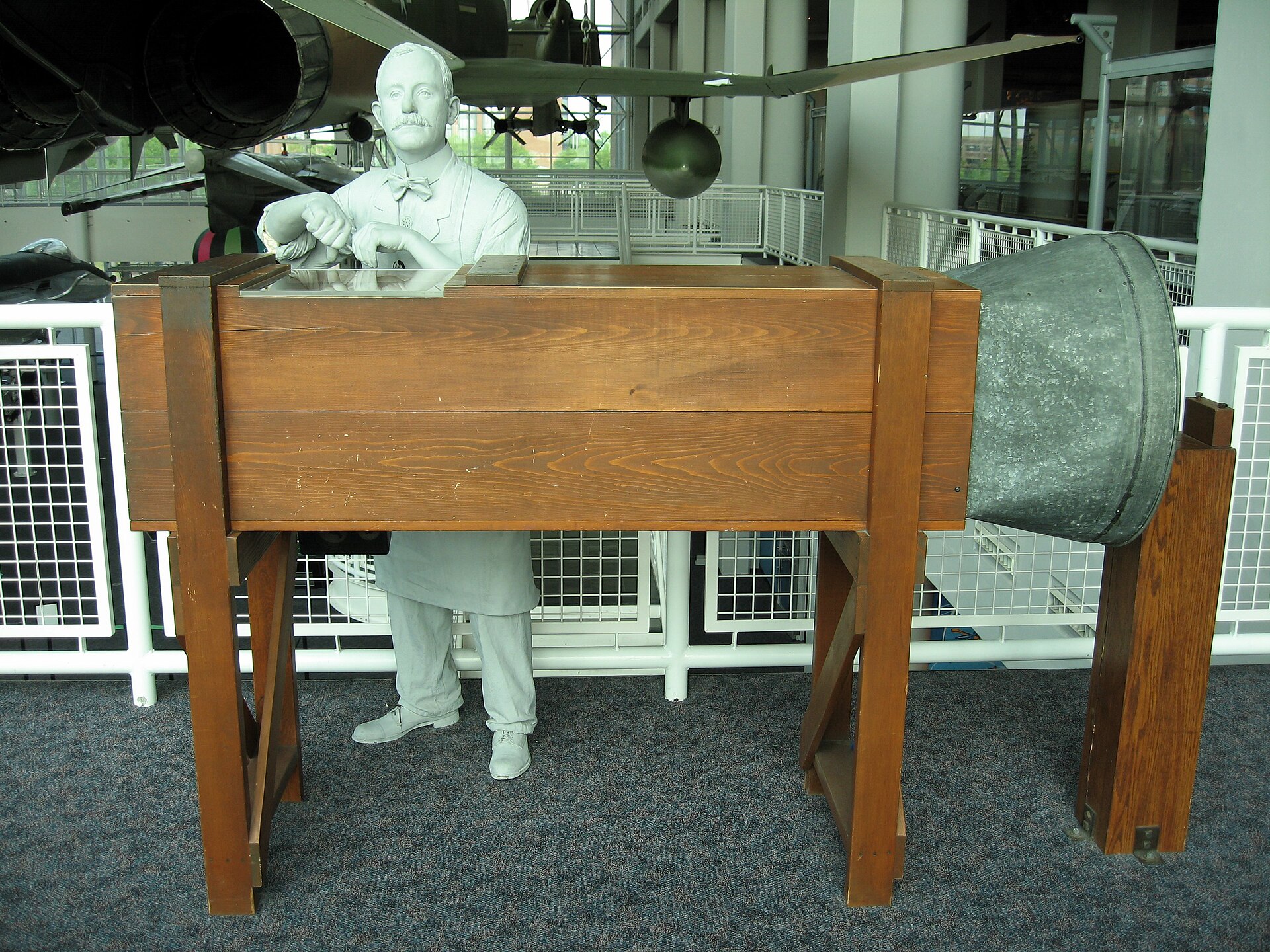 A replica of the Wright brothers' wind tunnel, an early tool of aerodynamic study.