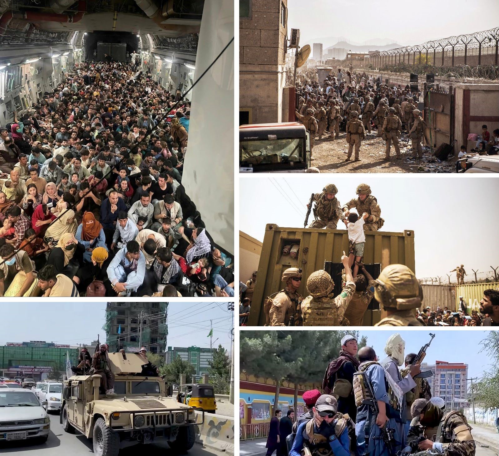 Scenes from the fall of Kabul in August 2021, as the Taliban swept back into the capital during the final withdrawal of United States and allied forces. The chaotic end to a twenty-year war marked the start of the movement's second period in power.