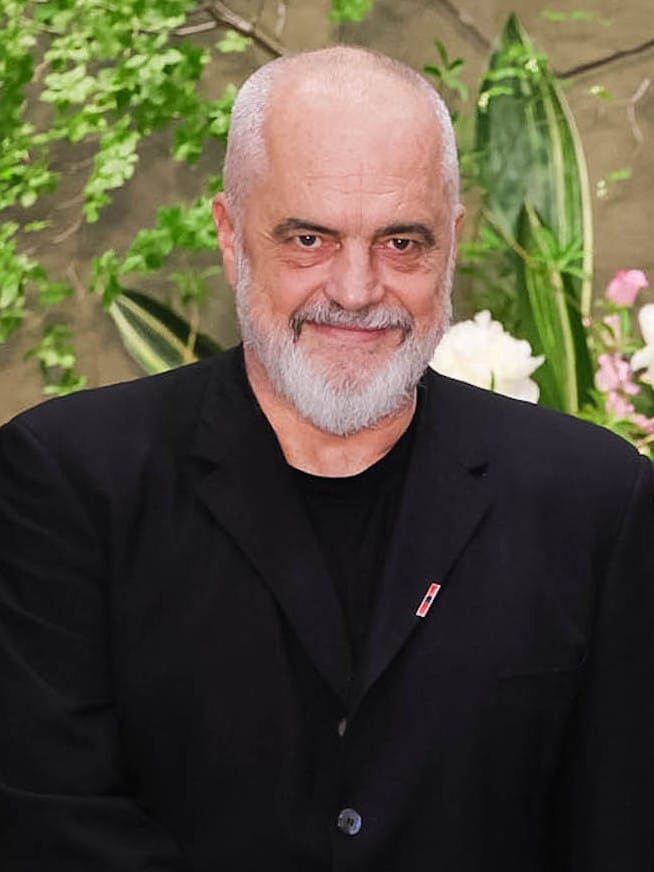 Edi Rama, prime minister of Albania since 2013 and leader of the Socialist Party, a former artist and professional basketball player. He has steered the country toward the European Union while facing persistent criticism over corruption.