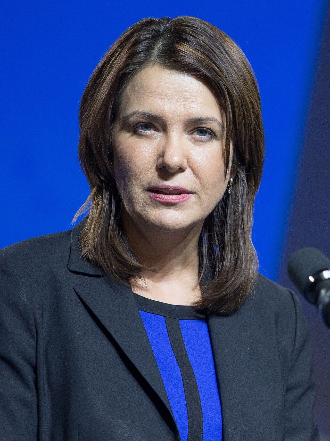 Danielle Smith, premier of Alberta and leader of the United Conservative Party. Alberta's politics lean strongly conservative and often clash with the federal government over energy and provincial rights.