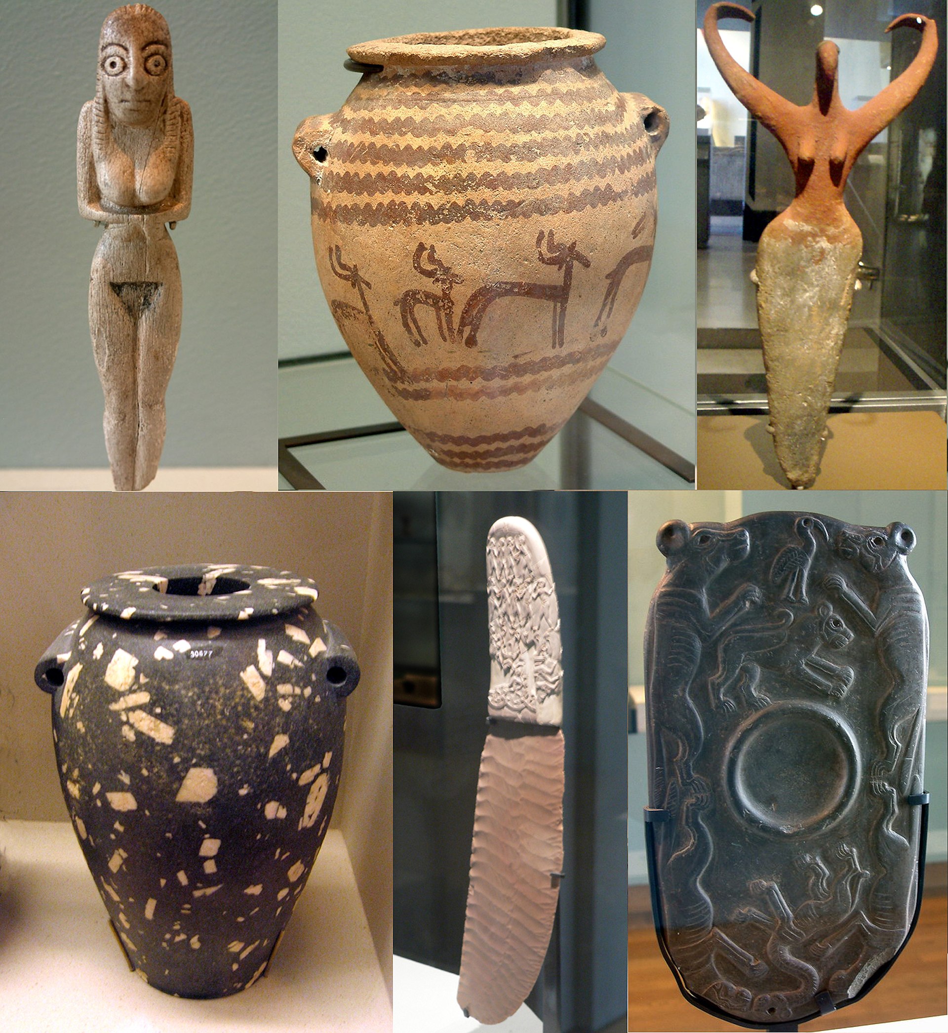 Artifacts from Egypt's prehistoric period, before the age of the pharaohs.
