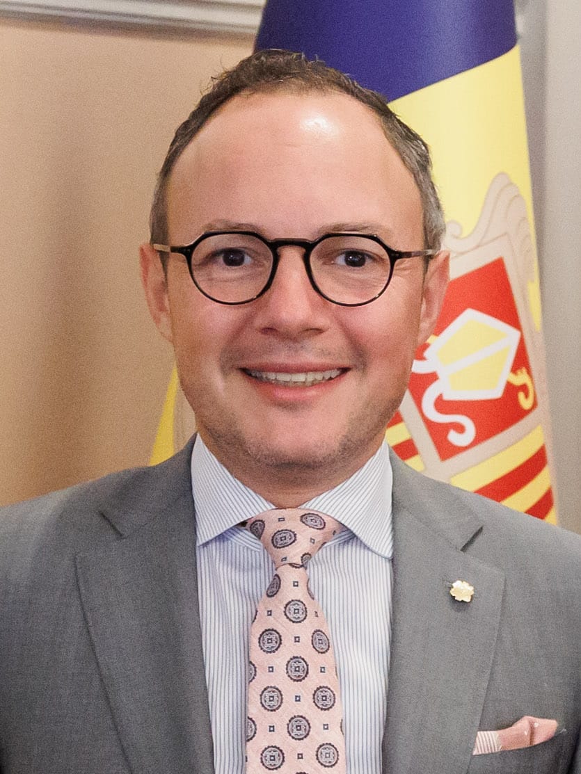 Xavier Espot, head of government of Andorra since 2019. Real power in the co-principality rests with the elected parliament and its Cap de Govern, while the two co-princes, the French President and a Spanish bishop, reign largely ceremonially.