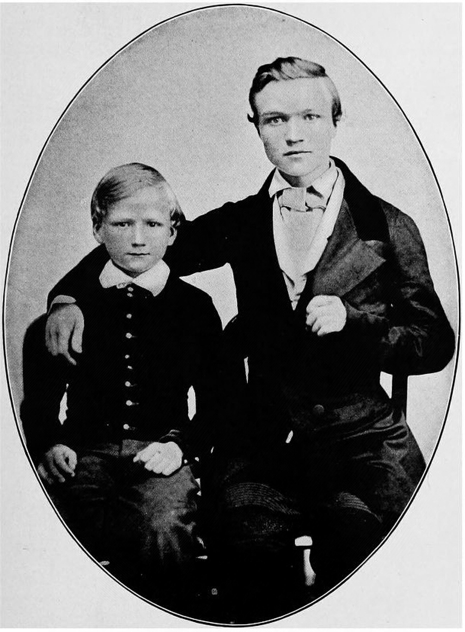 Carnegie, age 16, with his younger brother Thomas, around 1851.
