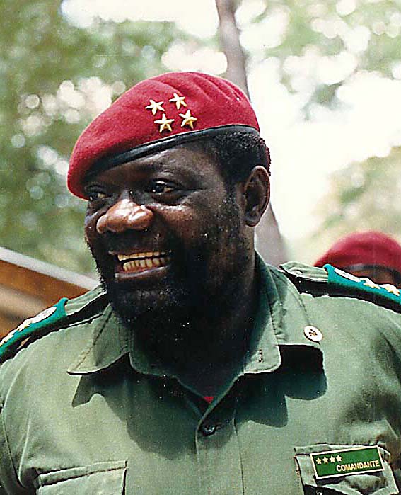 Jonas Savimbi, who founded and led the rebel movement UNITA. His long war against the MPLA government, backed by the United States and South Africa, devastated Angola until his death in 2002 finally ended the conflict.