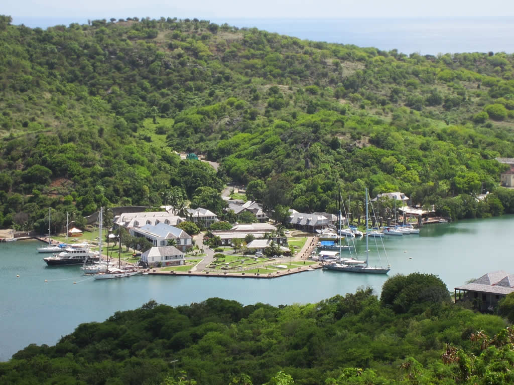 Nelson's Dockyard at English Harbour, built in the eighteenth century as the Royal Navy's base for the eastern Caribbean. Horatio Nelson commanded the station as a young captain and disliked it; the dockyard survives complete and is a World Heritage site.