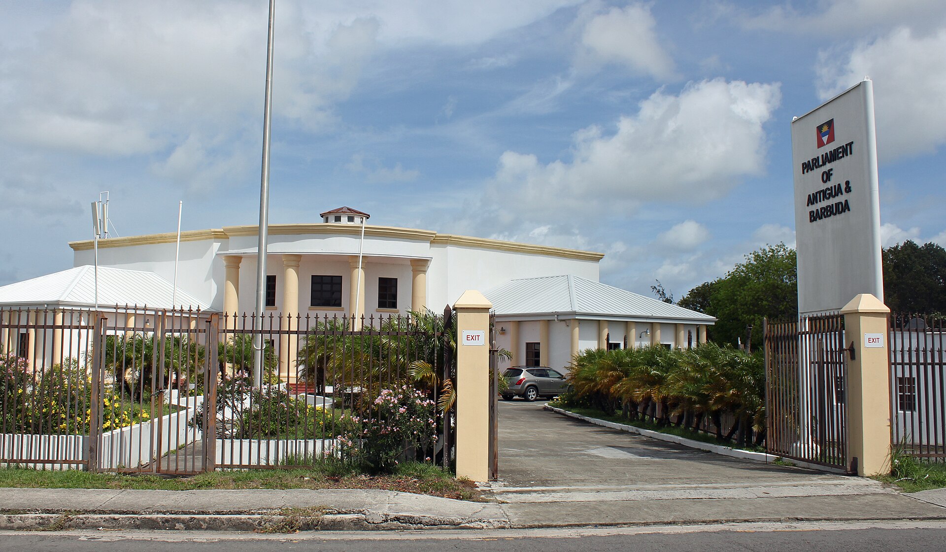 The parliament building in St John's, the capital, seat of the democracy of Antigua and Barbuda.