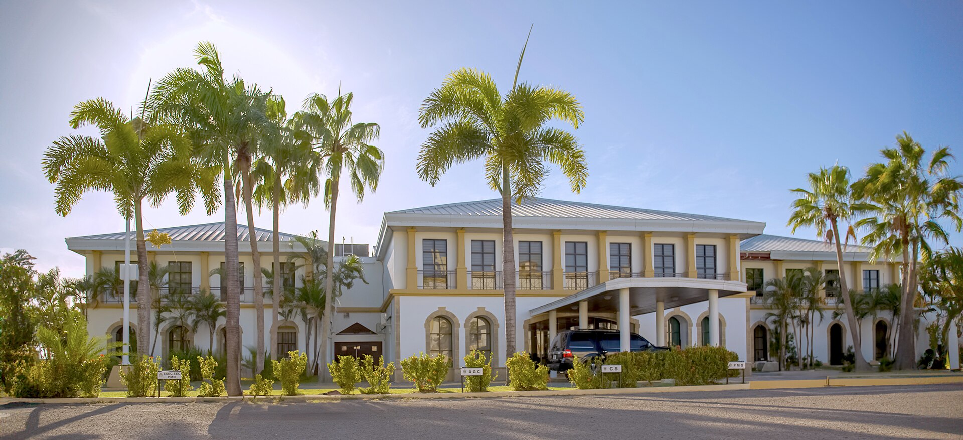 The Office of the Prime Minister in St John's. Politics has been dominated by the Antigua and Barbuda Labour Party since universal suffrage, with the Bird family and then Gaston Browne leading it for most of that period.