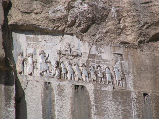 The rock relief and inscription of the Persian king Darius the Great at Behistun, carved around 500 BC, which names Armenia among the lands of his empire. It is one of the earliest written mentions of the country.