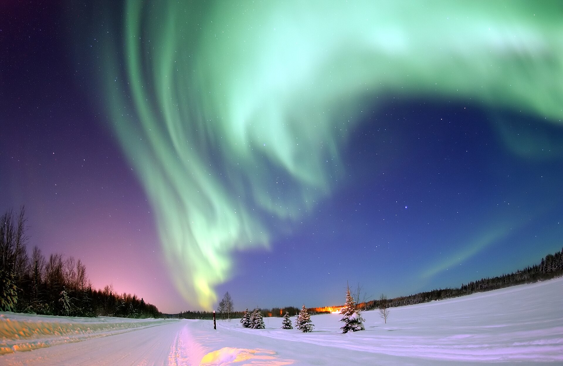 The aurora photographed over Alaska, a prime viewing location near the Arctic Circle.