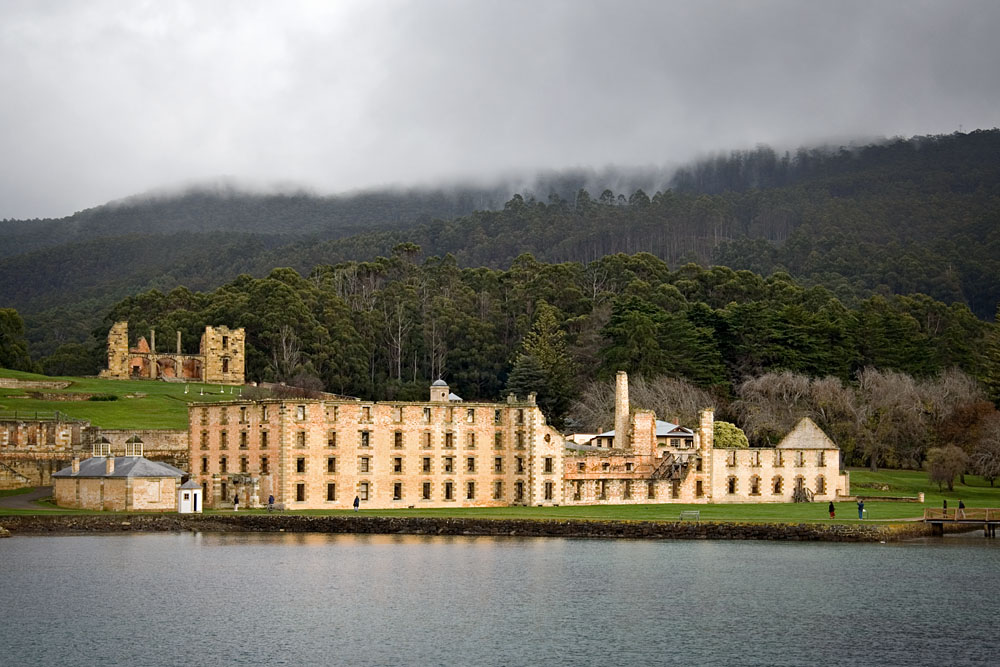 The Port Arthur penal settlement in Tasmania. Australia began in part as a place of transportation, where Britain sent tens of thousands of convicts.