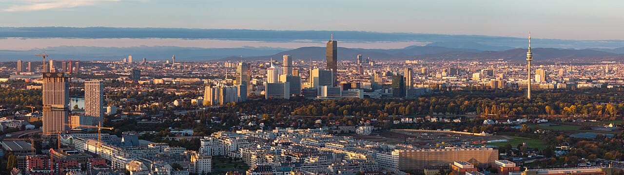 The skyline of Vienna, the capital of Austria, on the Danube. Once the seat of a great empire and still regularly ranked among the most liveable cities in the world, it remains a centre of music, culture, and international diplomacy.