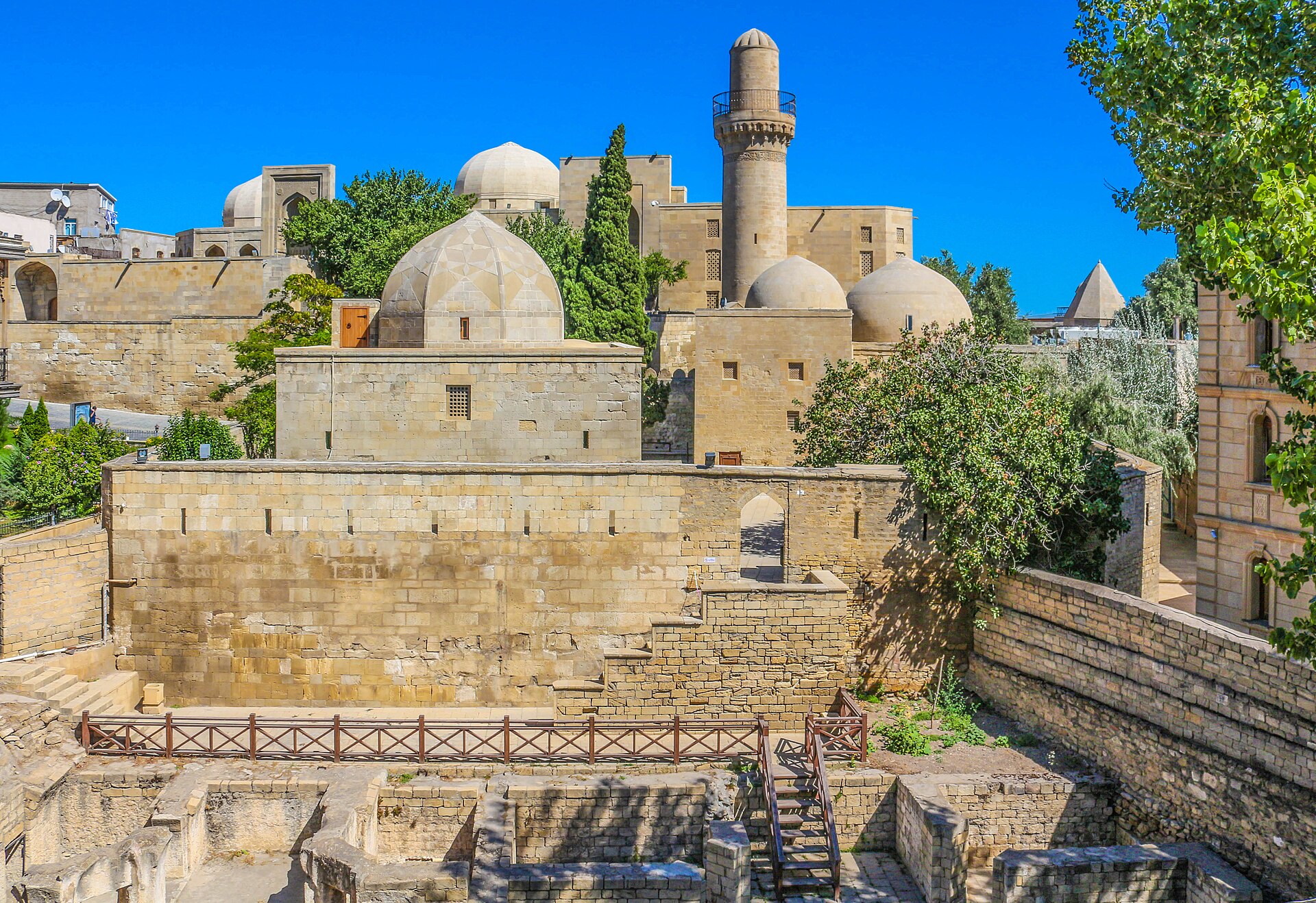 The palace of the Shirvanshahs in Baku, seat of the dynasty that ruled the region for centuries. Its halls, mosque, and tombs are among the finest surviving works of medieval Azerbaijani architecture.
