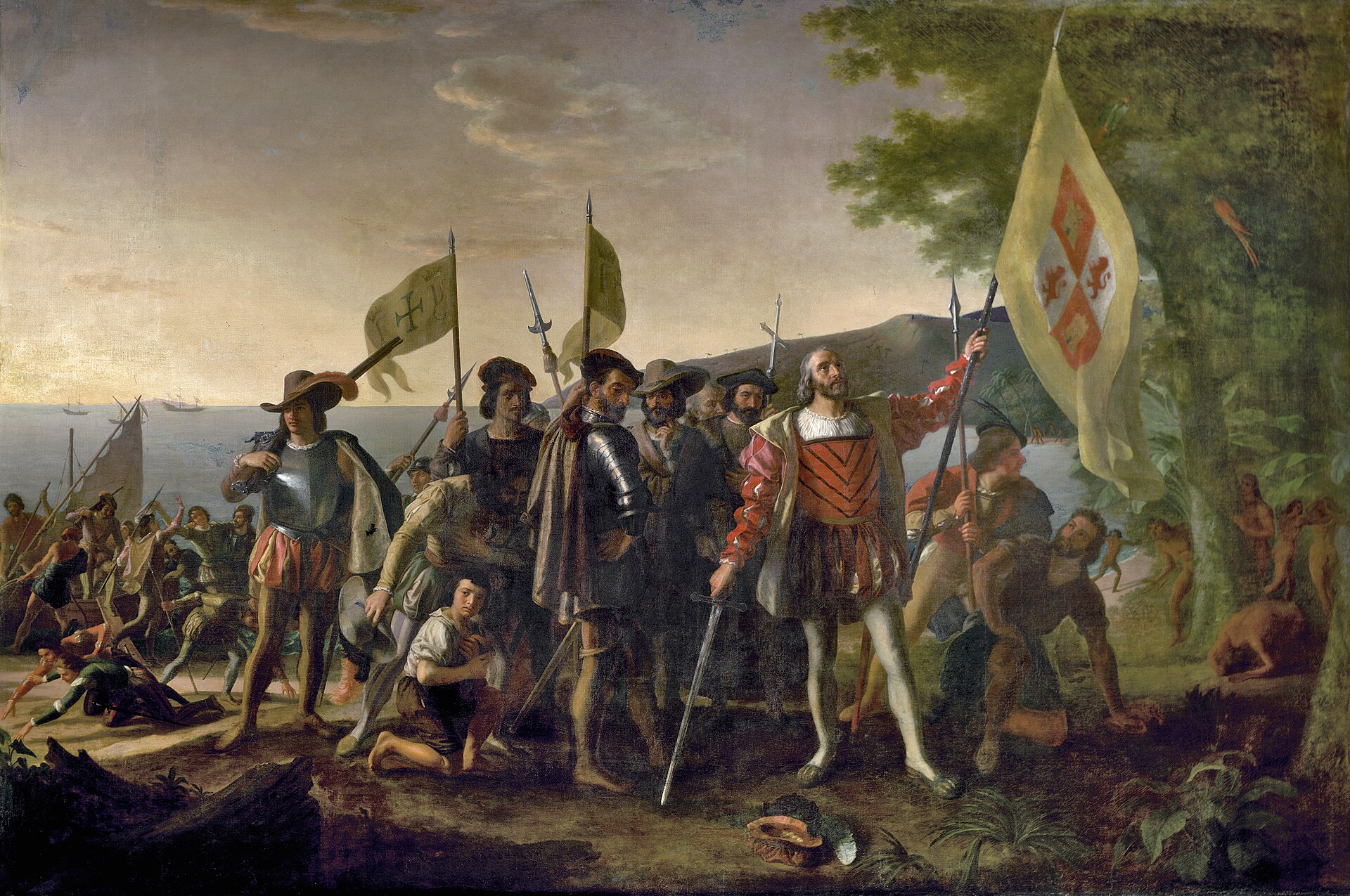 A romanticised depiction of the landing of Columbus, whose first New World landfall in 1492 was on a Bahamian island. Credit: John Vanderlyn (Public domain).