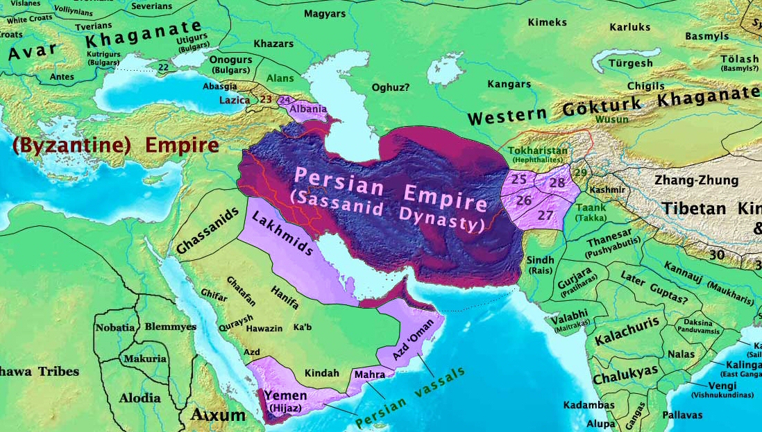 A map of the Sassanid Persian Empire, one of the great powers that ruled or contested Bahrain in antiquity. The islands long lay within the orbit of Persia, whose influence on the Gulf ran deep.