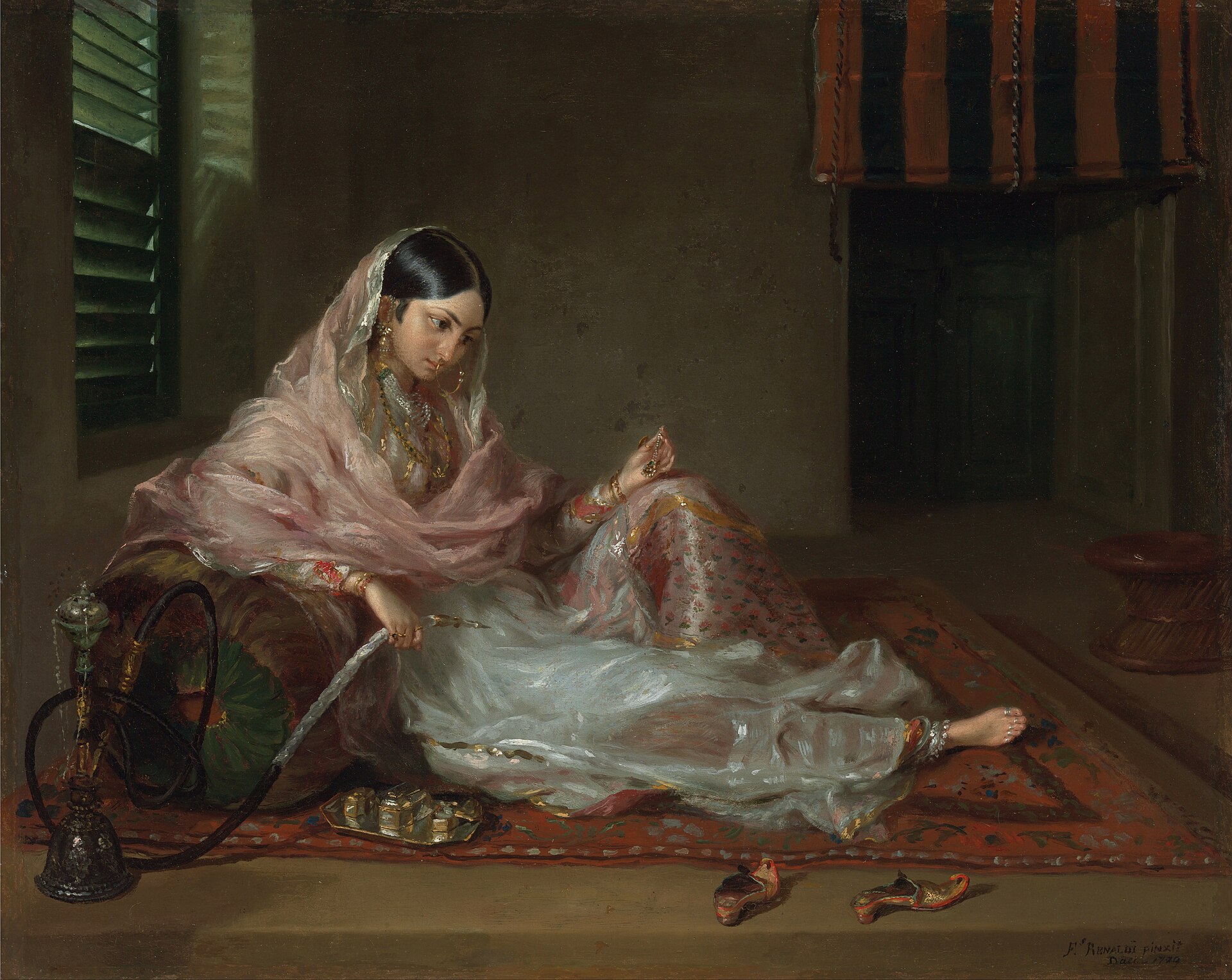 A woman in fine Bengali muslin, the luxurious cloth for which Bengal was once renowned across the world. Credit: Francesco Renaldi (Public domain).
