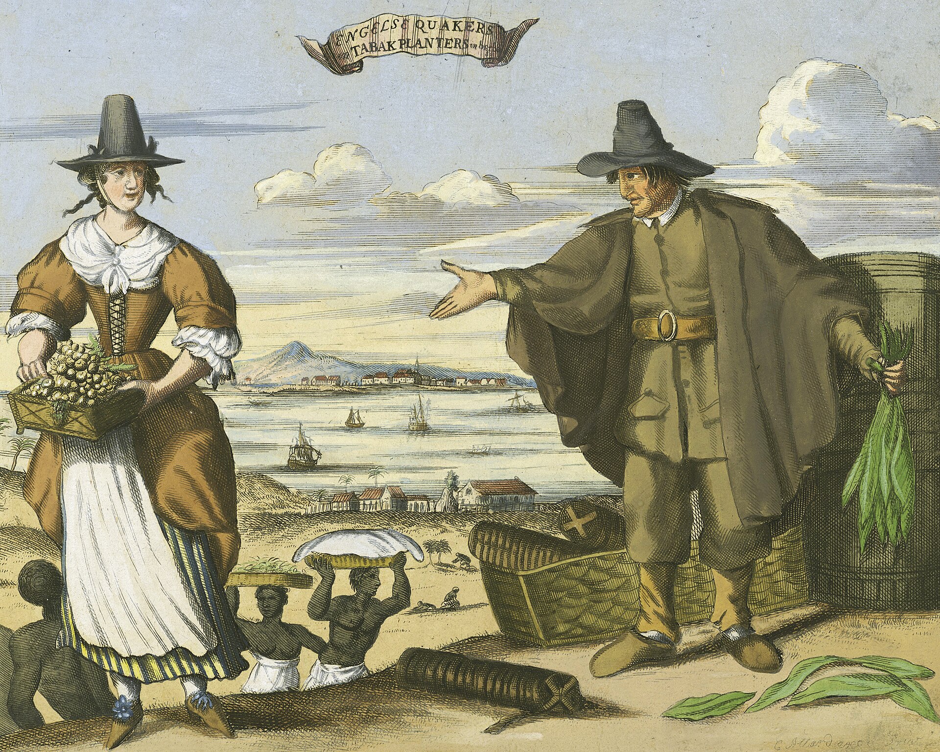 English planters and enslaved Africans in seventeenth-century Barbados, an early and immensely profitable sugar colony. Credit: Pieter van der Aa / Carel Allard (Public domain).