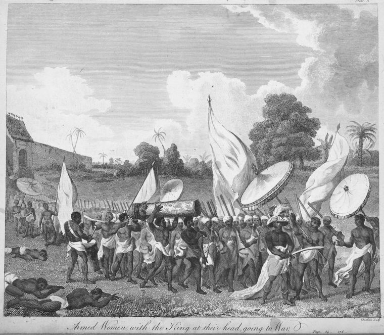 The Dahomey Amazons, the celebrated all-female warriors of the Kingdom of Dahomey. Credit: Archibad Dalzel (Public domain).
