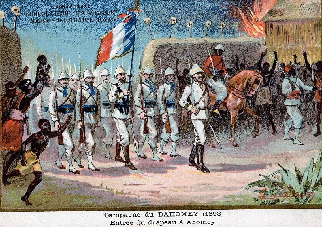A depiction of the French conquest of Dahomey in the 1890s, which ended the kingdom's independence. Credit: G. Gernadin (Public domain).