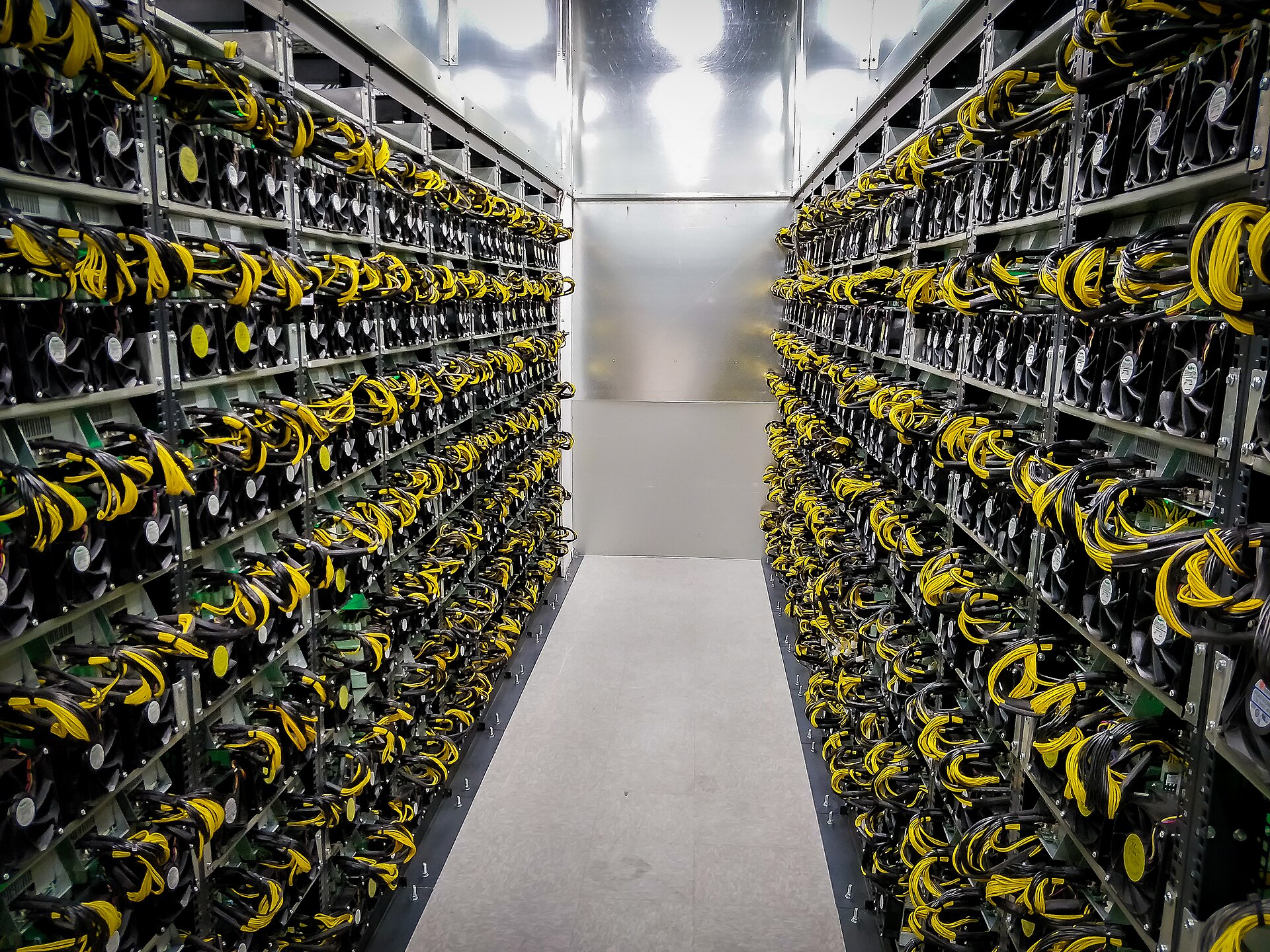 A bitcoin mining facility, where computers secure the network and earn coins.