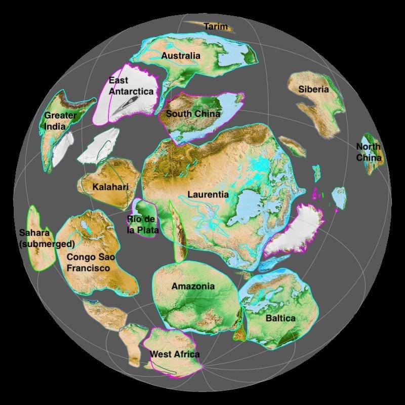 Rodinia, the supercontinent assembled during the period. Its long stability is part of what the interval is named for.
