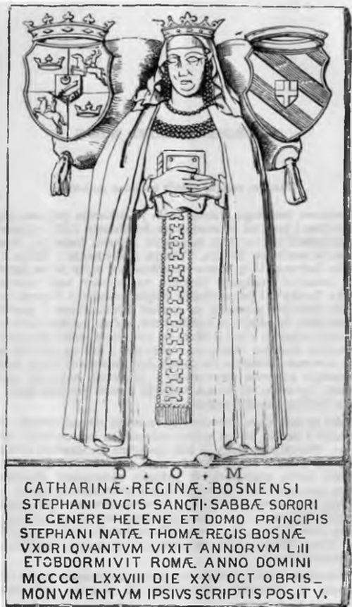 A ledger stone to Queen Catherine, the last queen of medieval Bosnia, who fled into exile as the Ottomans conquered the kingdom in the fifteenth century, ending its independence.