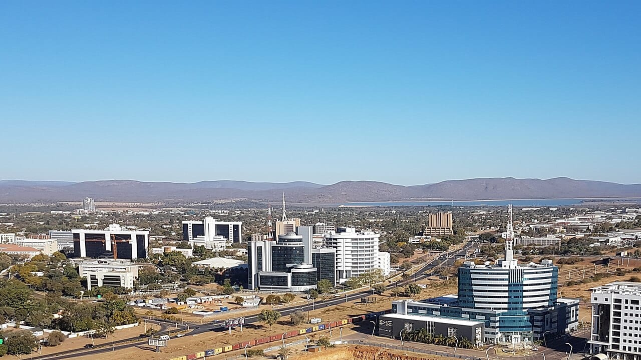 The skyline of Gaborone, the capital of Botswana. Grown from a small colonial-era settlement into a modern city, it is the seat of one of Africa's most stable democracies and the hub of its diamond-fuelled prosperity.