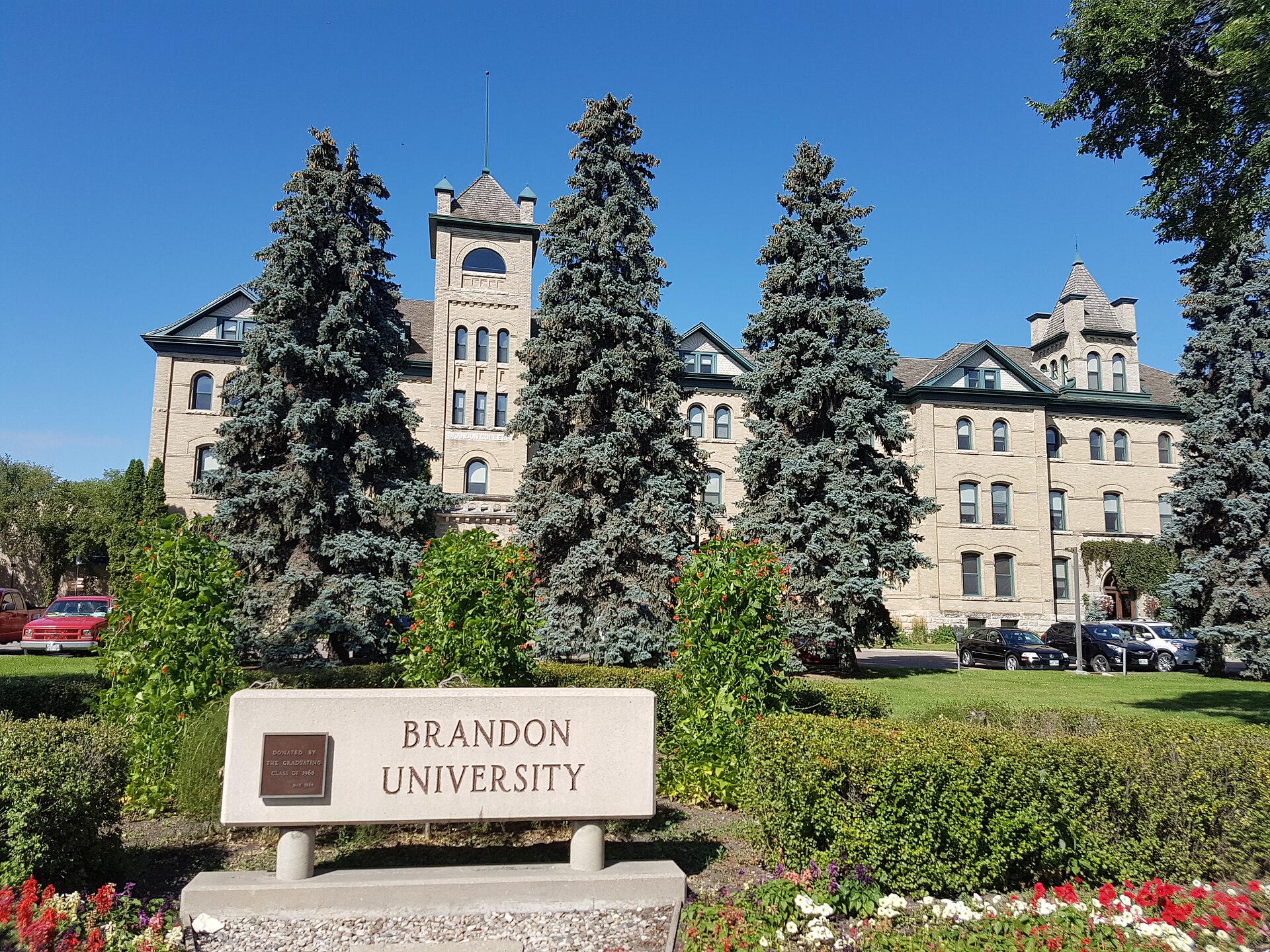Clark Hall at Brandon University, whose roots reach back to Brandon College, founded in 1899. Now a public university especially known for its school of music, it is a mainstay of the city's life.