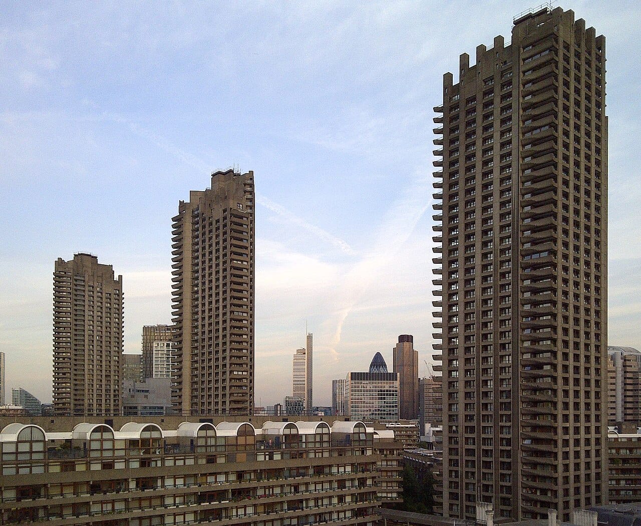 The Barbican Estate in London, completed in 1976 and now a conservation area with some of the most expensive flats in the city. It is the same architecture as blocks that were demolished.