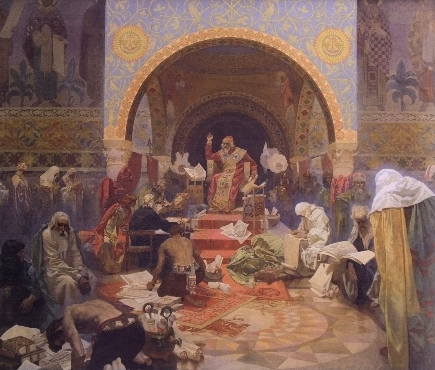 Tsar Simeon I, under whom the First Bulgarian Empire reached a golden age of culture and learning. Credit: Alphonse Mucha (Public domain).
