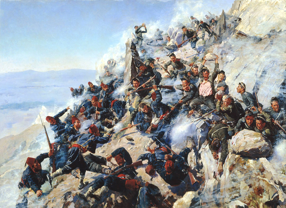 The Russo-Bulgarian defence of the Shipka Pass in 1877, a decisive episode in Bulgaria's liberation from Ottoman rule. Credit: Alexey Popov (Public domain).