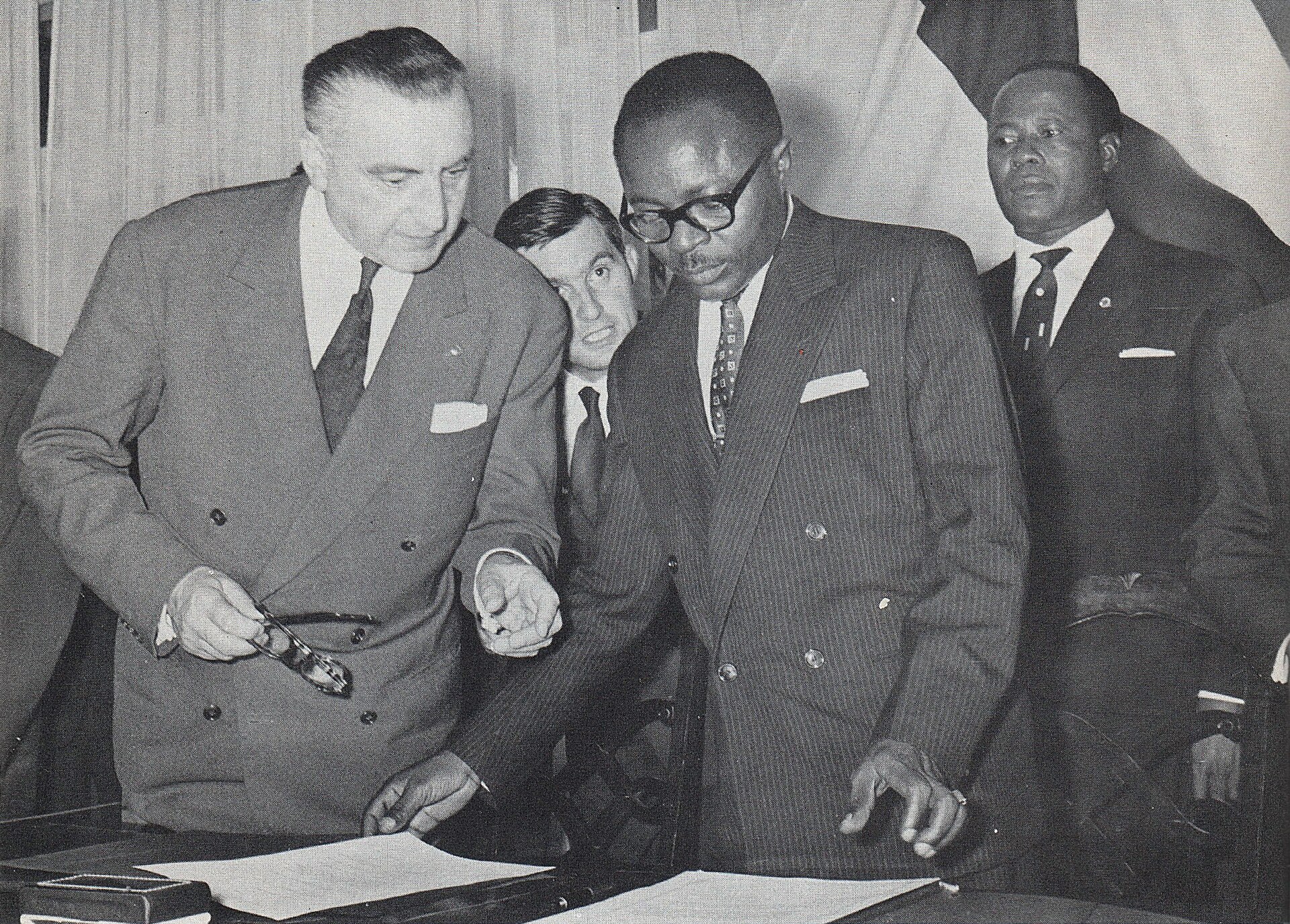 Maurice Yameogo, the first president of Upper Volta at independence in 1960. His rule proved unstable and was overthrown within a few years, beginning a long cycle of military intervention in the country's politics.