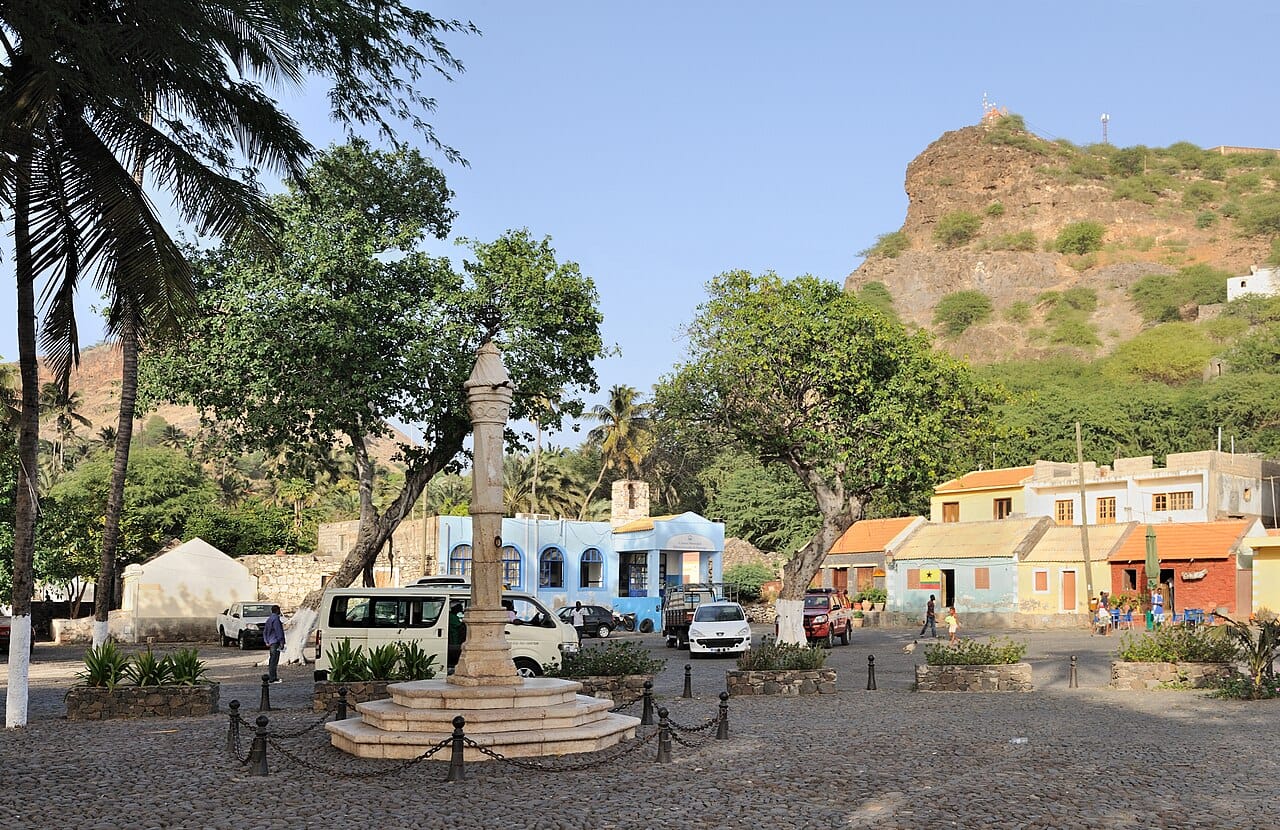 The old pillory square of Cidade Velha, the first town the Portuguese built on Cabo Verde and the oldest European settlement in the tropics. Now a World Heritage site, it was a grim marketplace of the Atlantic slave trade.