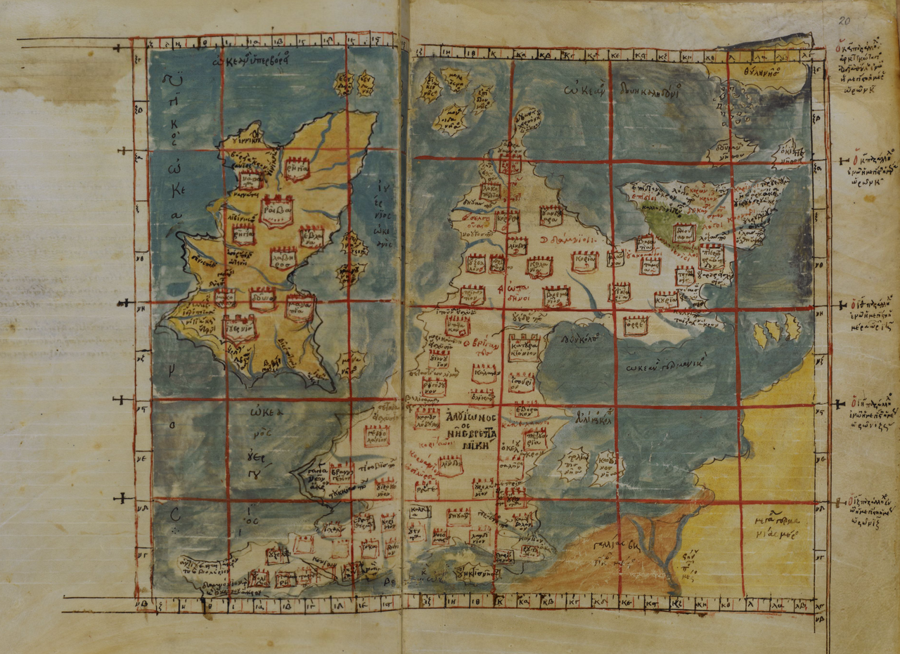 A medieval manuscript map. Maps of this period frequently arranged the world by theological significance rather than by measured position, which was not a failure to measure but a different purpose.