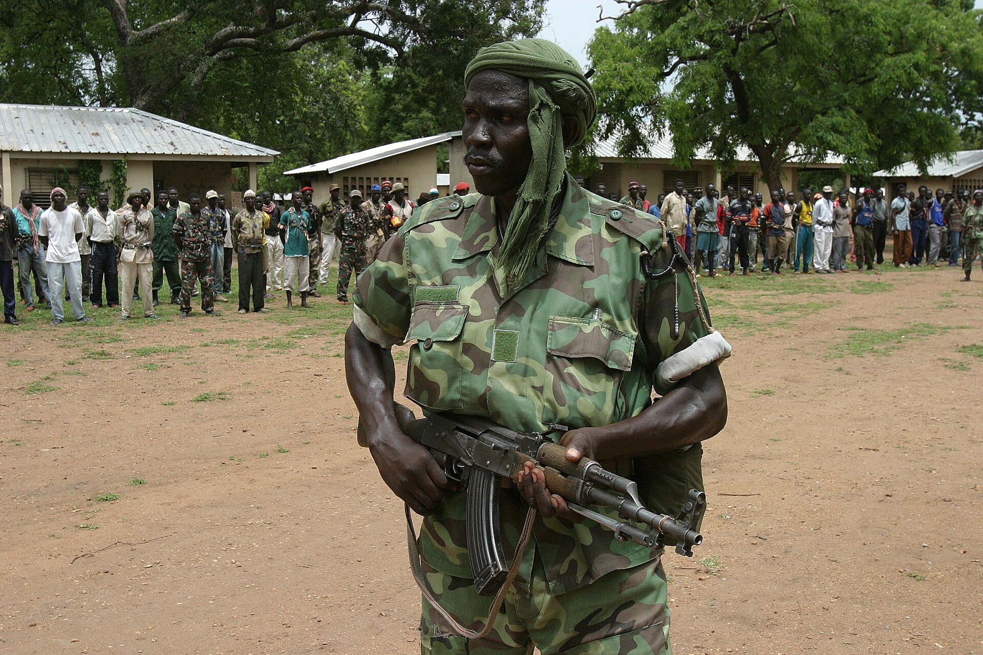 A rebel fighter in the north of the country. Armed groups have controlled much of the territory outside the capital for decades, funded by diamonds, gold, cattle taxes, and roadblocks.