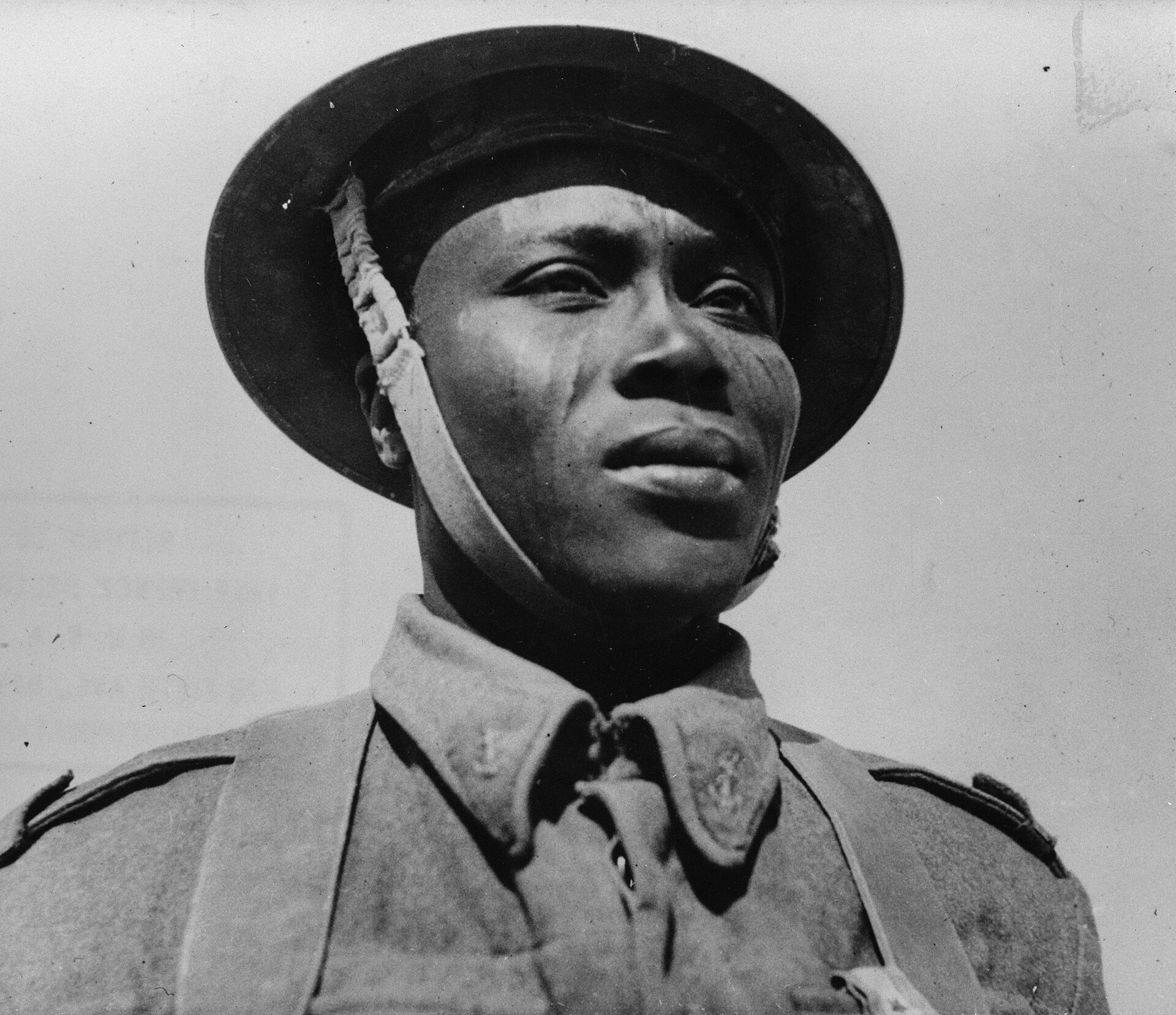 A Chadian soldier fighting for the Free French in the Second World War. Chad was the first French territory to rally to General de Gaulle, and the Free French launched some of their earliest campaigns against the Axis from its soil.