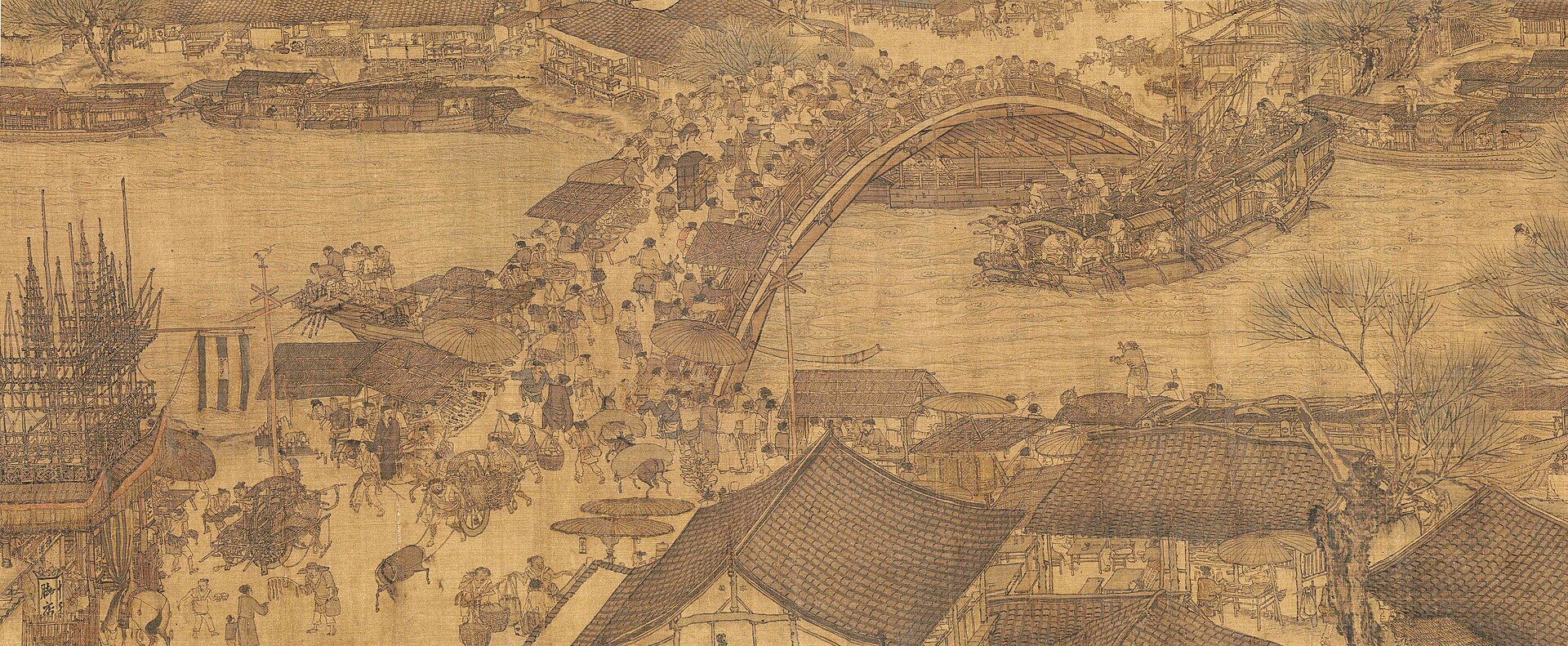 A Song dynasty landscape painting (around the 11th to 13th centuries). The Song era was a golden age of Chinese art and commerce, when paper money, the compass, and printing came into wide use.