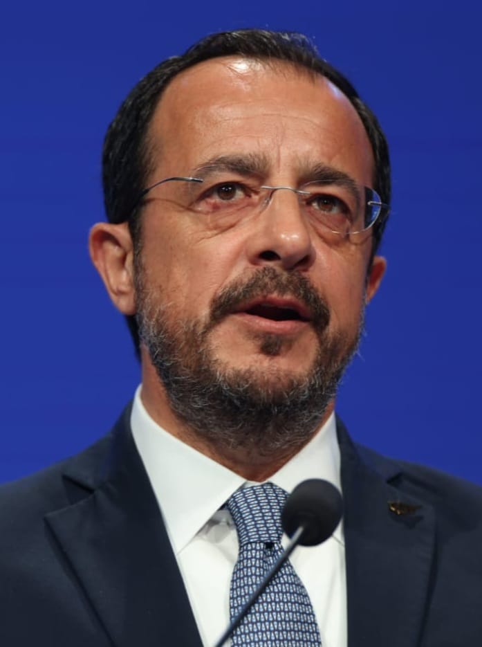 Nikos Christodoulides, president of the Republic of Cyprus since 2023. He leads the internationally recognised government that controls the island's Greek Cypriot south, while efforts to reunify Cyprus remain deadlocked.