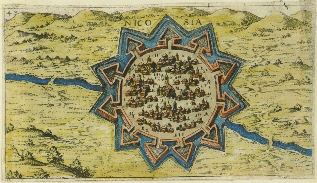 The Venetian walls of Nicosia, built in the sixteenth century to defend the city. Venice ruled Cyprus before the Ottoman conquest of 1571, one of many empires to hold the strategic island.