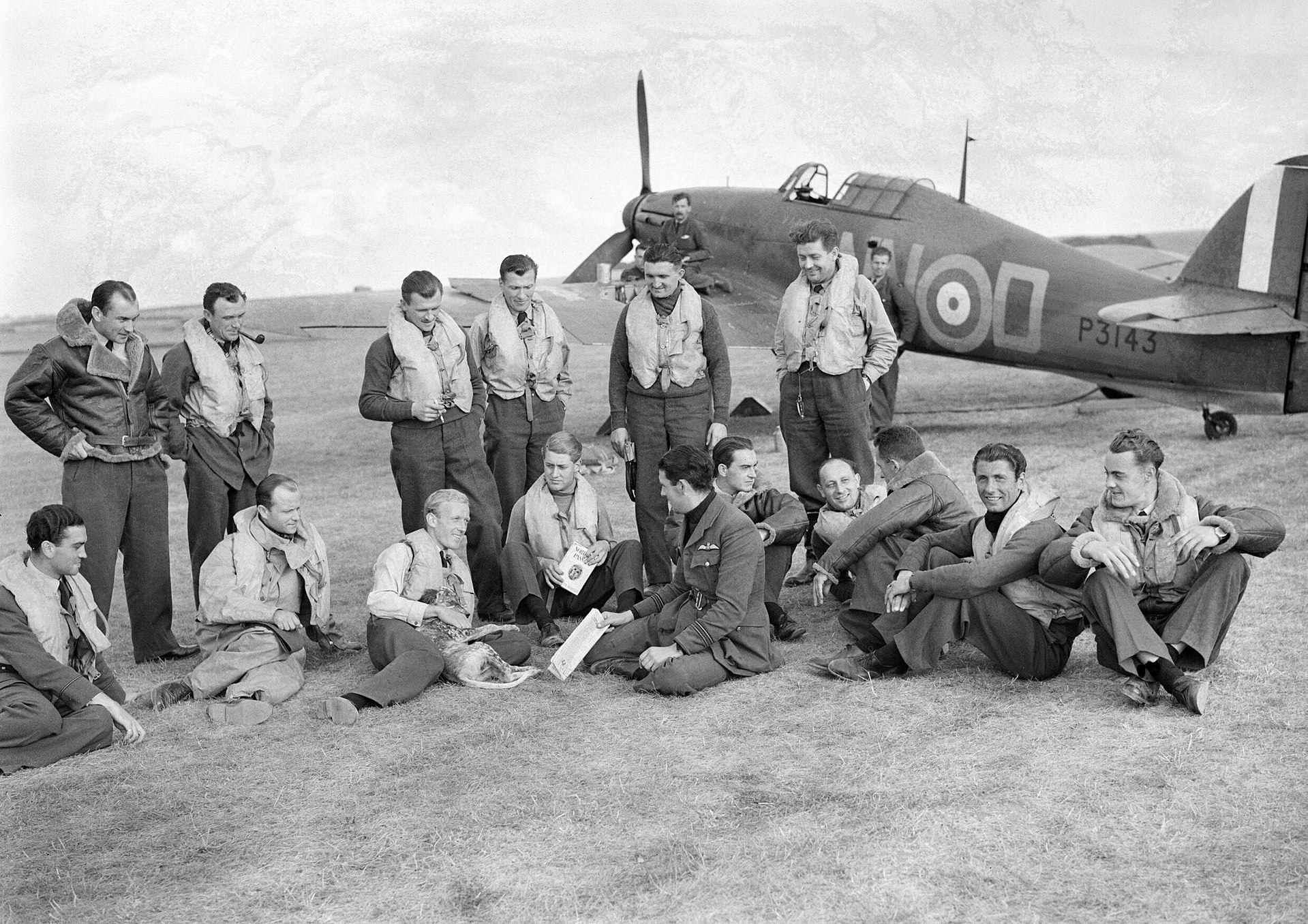Czechoslovak fighter pilots of No. 310 Squadron of the Royal Air Force during the Second World War. Many Czechs and Slovaks fled the Nazi occupation of their homeland to fight on with the Allies.