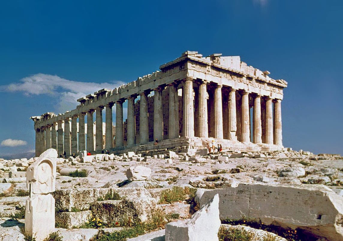 The Parthenon. The claim reaches back to Kant and further, though the modern version rests on twentieth-century statistical work on datasets of interstate conflict rather than on classical argument.