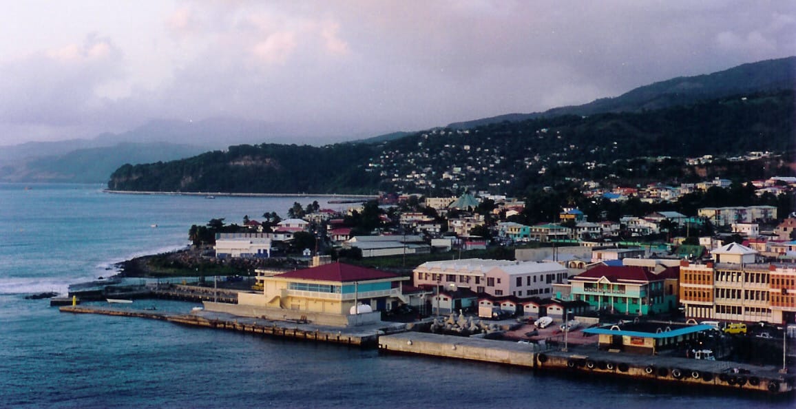 Roseau, the capital, on the southwestern coast. Settlement in Dominica clings to the shoreline, and the mountainous interior remains largely uninhabited forest.