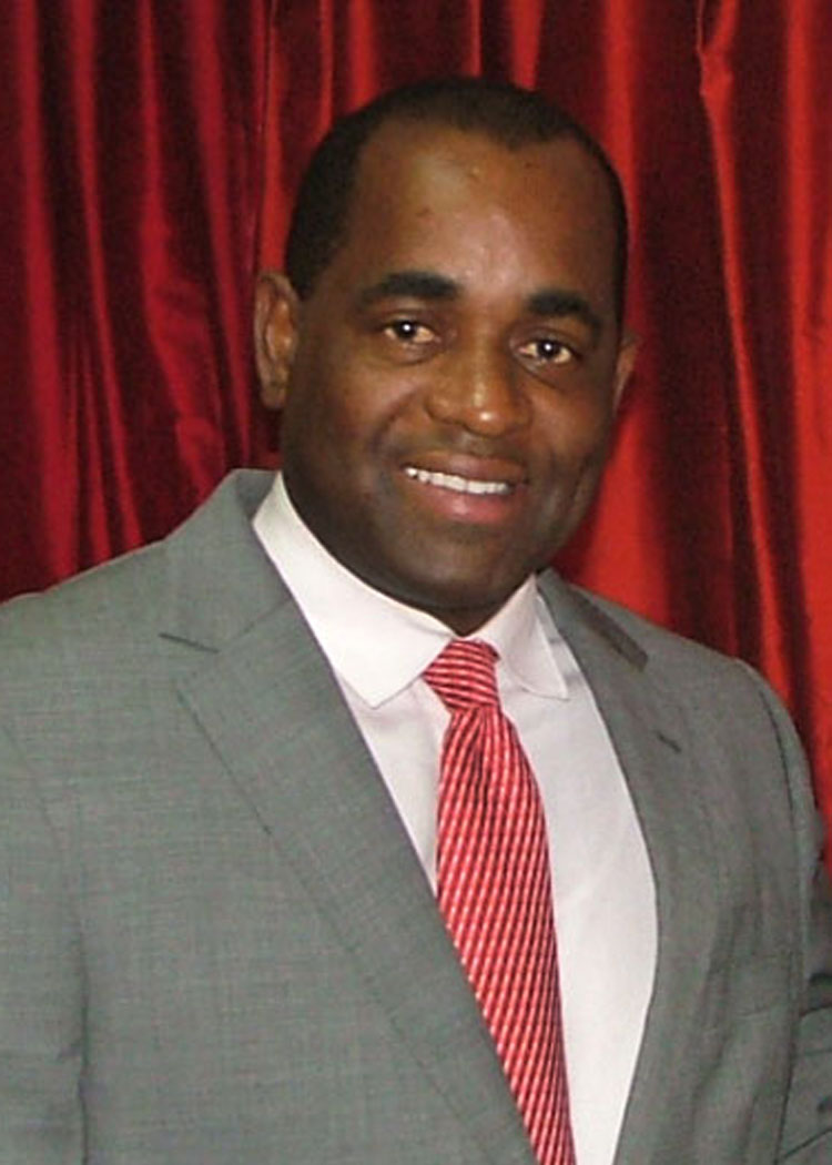 Roosevelt Skerrit, prime minister since 2004 and among the longest-serving leaders in the hemisphere. His party took 19 of 21 seats at the general election of December 2025, which opposition parties boycotted over electoral reform.