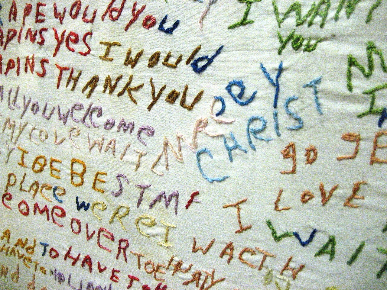 Cloth embroidered by a patient with schizophrenia. The condition's negative and cognitive symptoms, which dopamine blockade barely addresses, are what most determine long-term functioning.