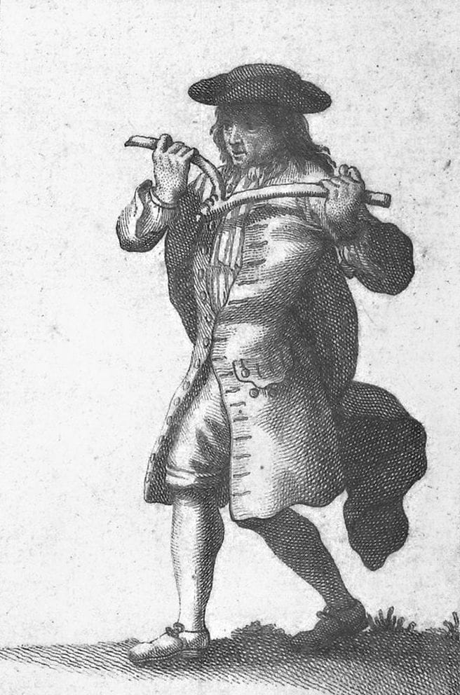 An eighteenth century dowser. The practice has been continuous in Europe for at least five hundred years and is applied to targets far beyond water, including minerals, oil, archaeology and missing persons.