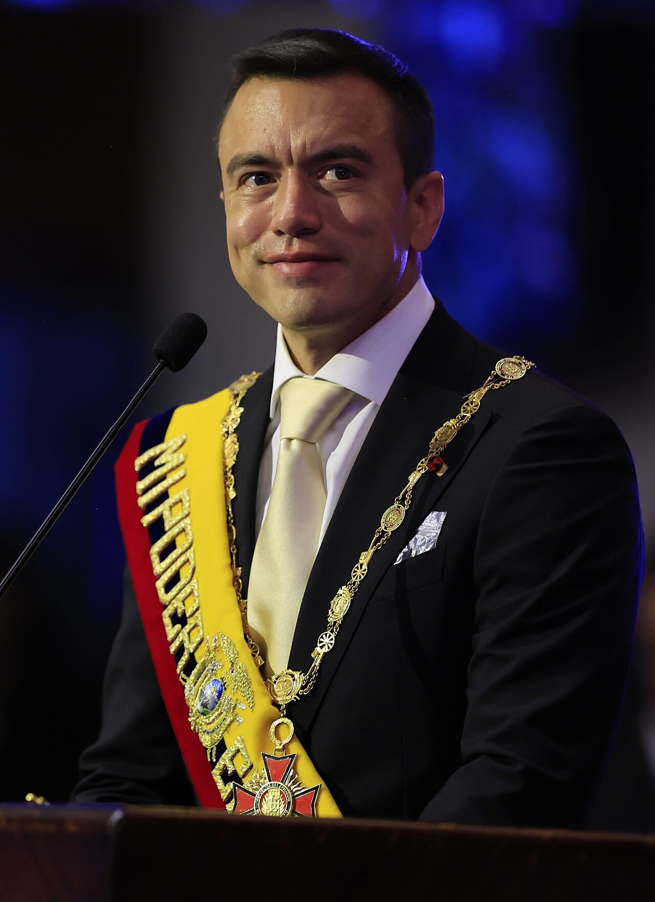 Daniel Noboa, president of Ecuador. Elected in a snap election in 2023 and re-elected in 2025, the young leader has made the fight against the drug gangs behind the country's wave of violence the central mission of his government.