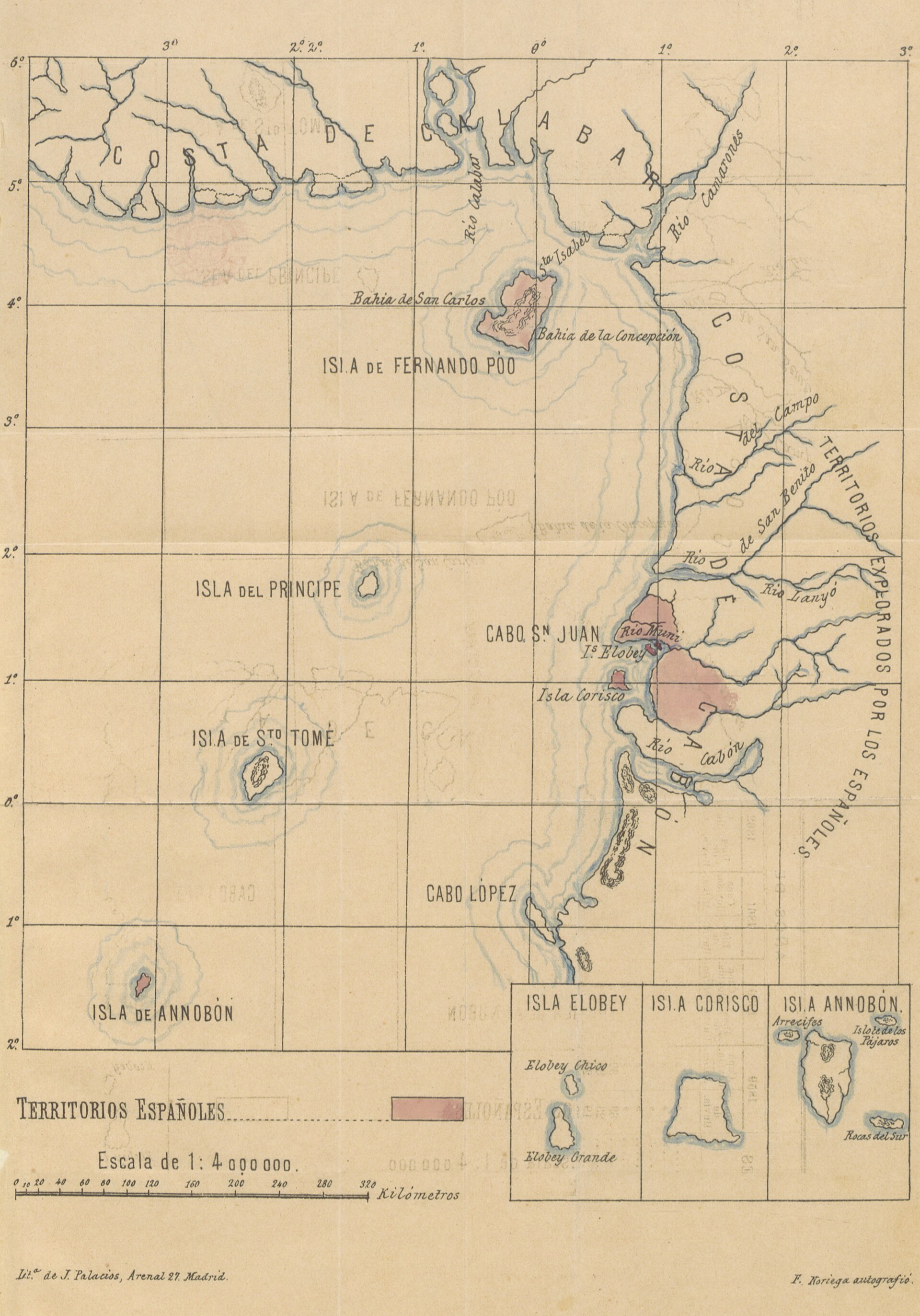 A map of the Spanish possessions in the Gulf of Guinea in 1897, the colonial roots of modern Equatorial Guinea. Credit: Unknown (Public domain).
