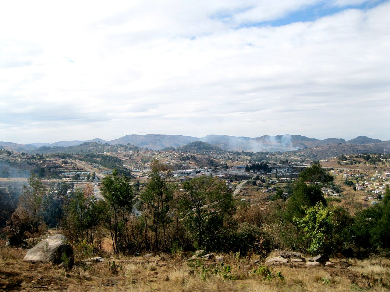 Mbabane, the administrative capital of Eswatini, in the western highlands. The small kingdom has two capitals: Mbabane and the nearby royal and legislative seat of Lobamba, the heart of the monarchy.
