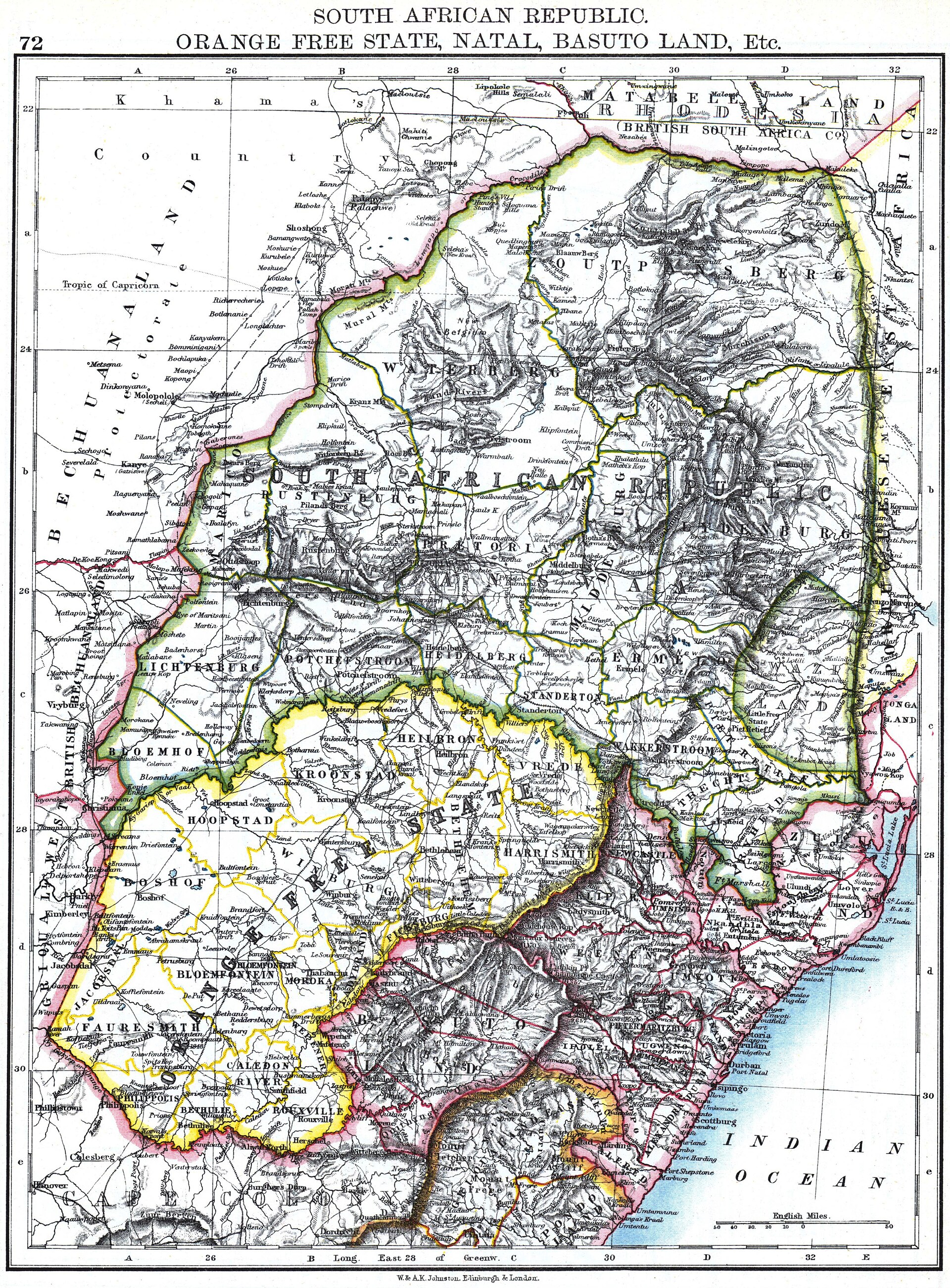 An 1897 map of Swaziland. The kingdom passed under Boer and then British control but, unusually, kept its monarchy through the colonial era, emerging into independence in 1968 with the crown intact.